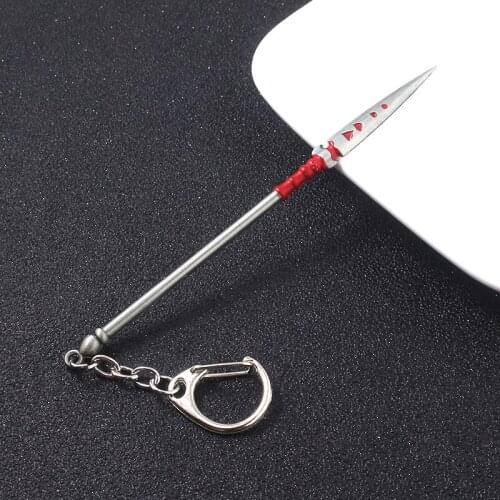 RJ Princess Mononoke Keychain Hayao Miyazaki Anime Creative Spear Weapon Model Pendant Key Ring Car Jewelry Accessories Gift