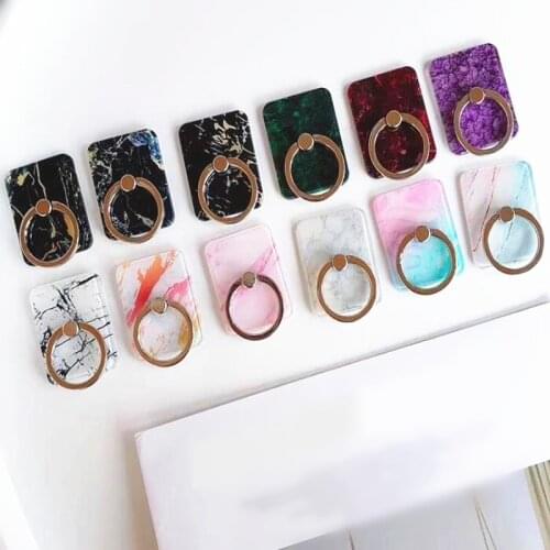 Luxury Metal Ring Marble Crystal Finger Ring Smartphone Stand Holder Mobile Phone Holder Stand For iPhone Huawei All Smart Phone