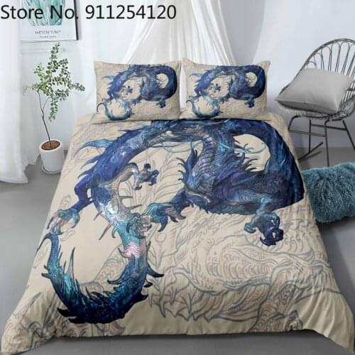 3D Luxury Bedding Set Customized/King/Europe/America Duvet Cover Quilt/Blanket Cover Animal Dragon Pattern Bed Cover Dropship