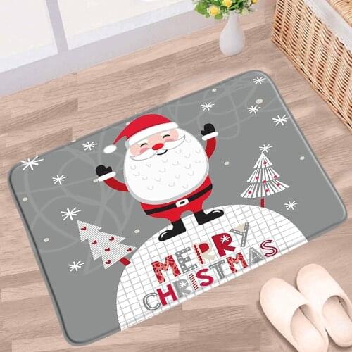 Merry Christmas Bathroom Mat Santa Claus Creative Fun Cartoon Pattern Non-slip Rug Home Decor Bath Kitchen Entrance Aisle Carpet