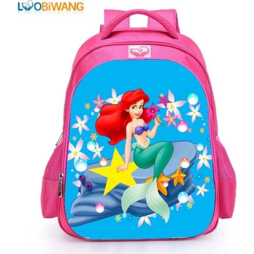 Disney Mermaid Ariel Princess Backpack for Girls Cartoon Mermaid 3D Print Kindergarten Student School Bag Girls Birthday Gifts