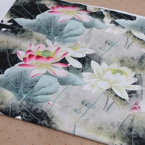 FYS5 1meter Lotus Gambiered Guangdong Gauze High Quality Qipao Cheongsam Fabric DIY Fabric For Sewing Hand-made Accessories