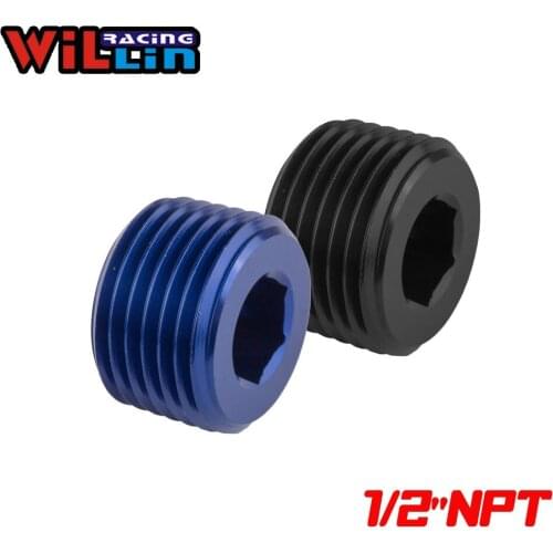 WILLIN - 2pcs/pack 1/2" NPT Pipe Thread NPT Socket Plug NPT Pipe Plug Aluminum Anodized Blue/Black WL932-08