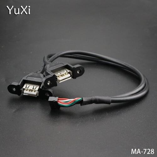 YuXi 1PCS/lot 30cm Motherboard DuPont terminal 9pin to double USB fixed base double head USB internal transfer cable 2.0 spacing