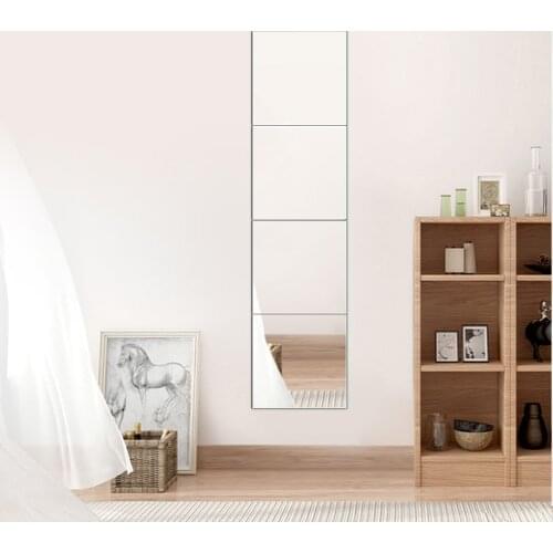 4PCS 28*28cm Dressing Mirror Wall Decorative Real Glass Mirrors Full-length Mirror No Distortion With Mounting Tape