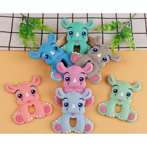 Kovict BPA Free 1PC rhinoceros Silicone Baby Teether rodent Baby Teething Toys Chewable Animal Shape Baby Products Nursing Gift