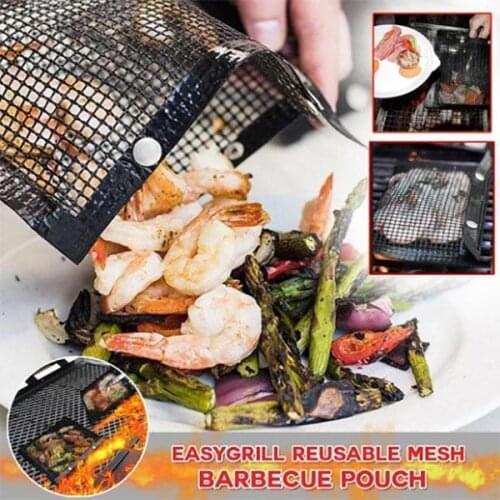 1pc Reusable Non-stick BBQ Grill Mesh Bag Barbecue Baking Isolation Pad Outdoor Picnic Camping BBQ Kitchen Tools Dropshipping