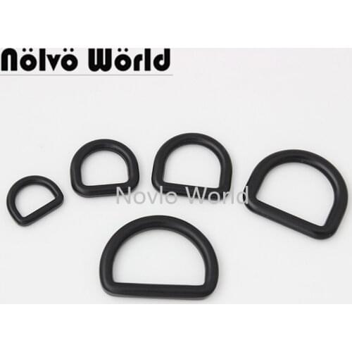 10-50 pieces Dark black 5 size 13-15-19-25-30mm welded d ring cast solid dee rings for bag purse dog pets collar straps sewing