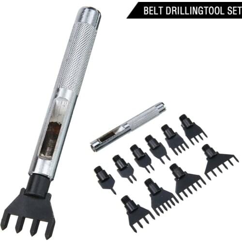 10in1 Leather Diamond Chisel Punches Leather Belt Bag Hole Punching Tool With Adjustable Handle DIY Leather Craft Hang Tool