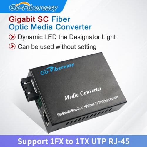 Gigabit Fiber Optic Media Converter 1000Mbps SC Singlemode Duplex Fiber Optic Converter 20km Gigabit Fiber Optic Media Converter