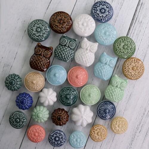 1x Multicolored antique style Assorted Ceramic Knobs for Cabinet Dresser Drawers Handles Ceramic Cabinet Pulls Perillas Buttons
