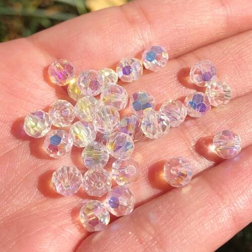 30PC/lot 6 8 10mm AB Color Round Facete Beads Czech Glass Loose Spacer Beads for Jewelry Making Hairpin Handmade Diy Accessories