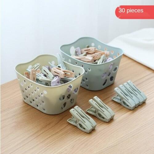 30 pieces of clothespins, household plastic baskets, multi-purpose fixed socks clips, quilt clips, windproof clips