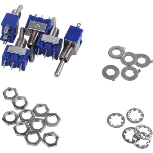 5 Pcs AC 3A/250V 6A/125V ON/ON SPDT Mini 2 Position Latching Toggle Switch