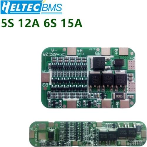 5S 12A/6S15A 18V 24V Lithium Protection Board For 5/6 Pack 18650 PCB BMS Li-ion Battery Cell Module
