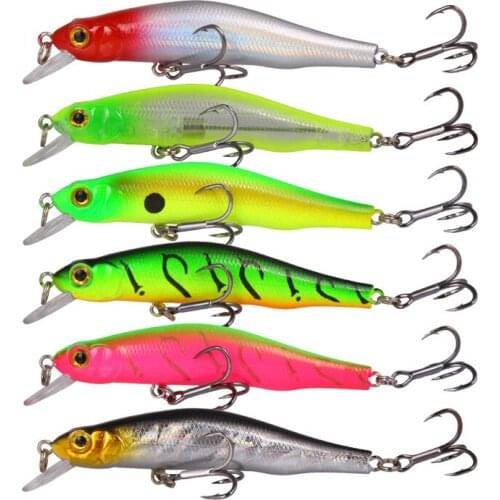6pcs Mino Slow Sinking Fishing Lure 8.8g Jerkbait Trolling Saltwater Lures Pesca Fake Fish Bait Trout Lure Articulos De Pesca