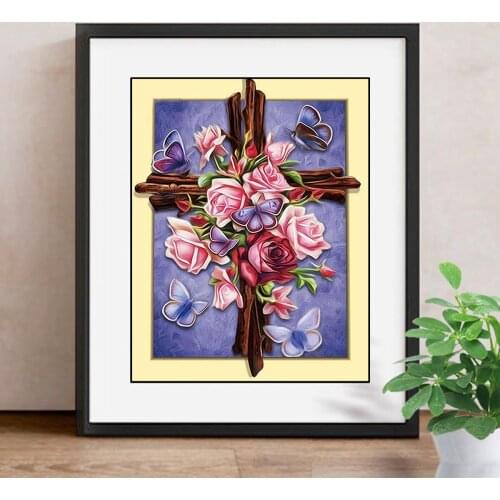 Diamond Embroidery Rose Diamond Painting Religion Full Drill Round Diamond Mosaic Flowers Picture Of Rhinestones