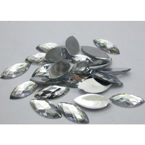 BSTAYLYEXI 100pcs 9X20mm No Hole Clear Flatback Acrylic Horse Eye Rhinestone Shoes Bags Garment Jewelry accessories