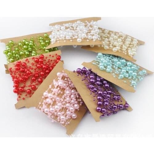 5Meters/Bag 8+3MM Bead Artificial Pearl Beads Fishing Line Bead Chain Handmade DIY Wedding Bouquet Flower Girl Hair Accessories