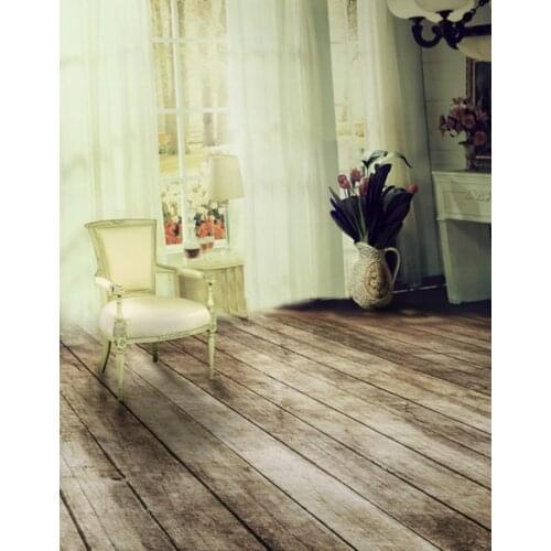 Wooden Floor Living Room Chair Flowers Photography Backdrops Photo Props Studio Background 5x7ft