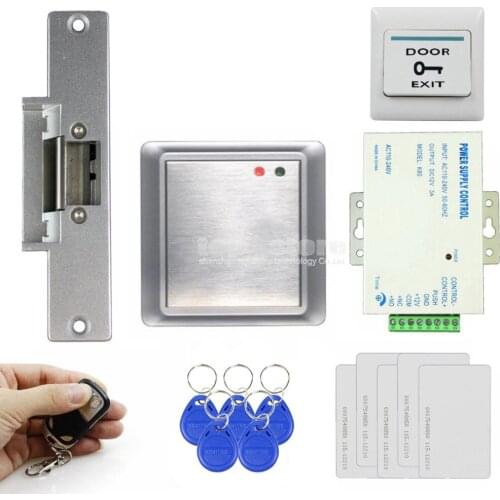 DIYSECUR Strike Lock Waterproof Remote Control 125KHz Rfid ID Card Reader Without Keypad Access Control System Kit 81678A
