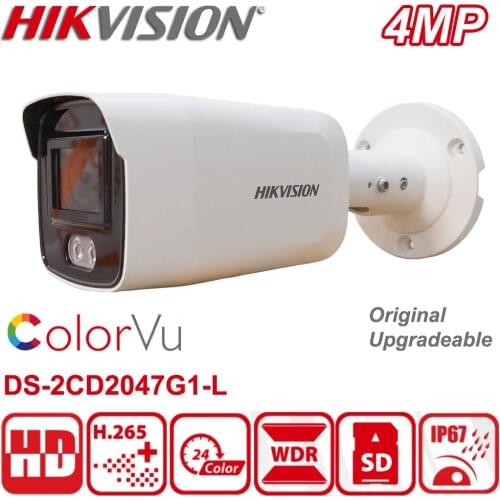 Hikvision IP Camera 4MP DS-2CD2047G1-L Surveillance Bullet Network Full Time Color POE H.265+ IP67 CTV ColorVu Camera
