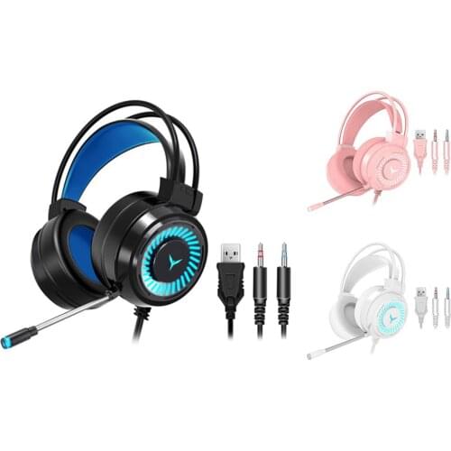 G58 Gaming Headsets Gamer Headphones 7.1 Surround Sound Stereo Colourful Light Wired Earphones Microphone PC Laptop Game Headset