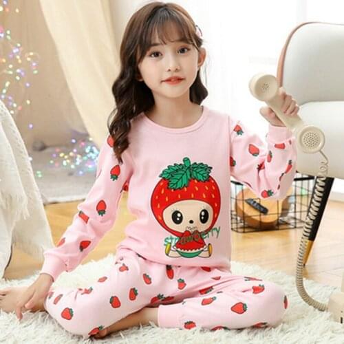 Girls Set Pajamas Teenager Boys Cotton Sleepwear Clothing for Kids Underwear Suits 2021 Autumn Long Sleeve Tops Pant 2pcs Pyjama