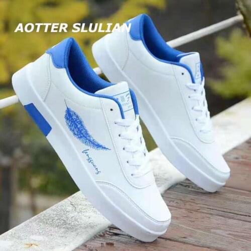 White Sneakers Men Casual Feather Print Shoes 2021 Male Breathable Tenis Masculino Zapatos Hombre Sapatos Outdoor Shoes Sneaker