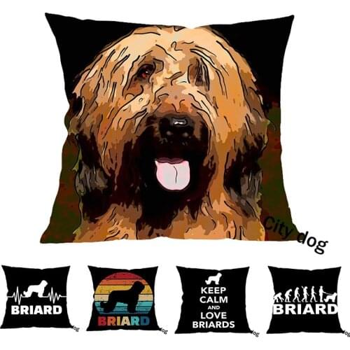 Briard Dog painting Photographs Home Decorative Sofa Thro Pillow Case Watercolo 45*45cm Square linen Pillow Cushion Cover