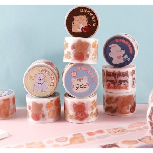 30mm *3M Frosted Washi Tape Cute Animal Series Colorful Hand Account Material DIY Diary Decorative Adhesive Stickers Stationery