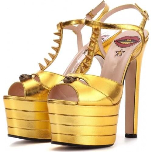 MKKHOU Fashion Sandals Women New Sexy Fish Mouth Shoes Rivet Platform Boots Lady All-match Super High Heels Summer Shoes