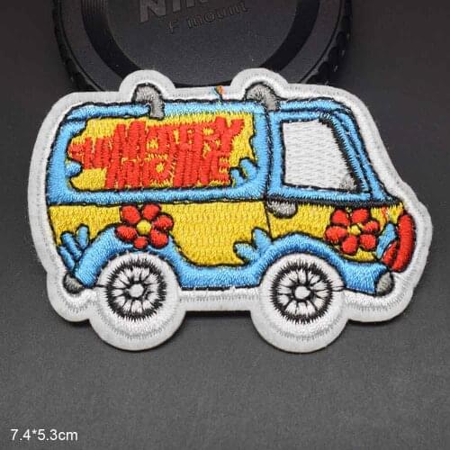 Cartoon Bus Iron On Full Embroidered Clothes Patches For Clothing Stickers Garment Wholesale