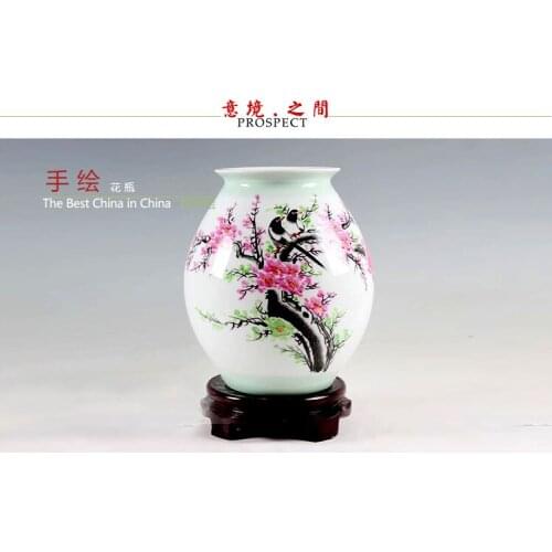 The real thing Jingdezhen province of famille rose porcelain craft master - hand-painted Han Ping fai vase