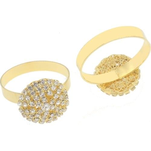 Nidalee 10 Pcs Silver golden Rhinestone Napkin Rings Serviette Holder Bridal Wedding Ring Decorative Gem Ring