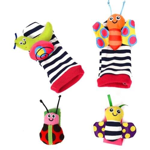 Cartoon Plush Socks Baby Rattle Wristbands Toys Newborn Infant Kids Animal Sock Foot Finder Toy Gift Soft Rattle 0-12 Months