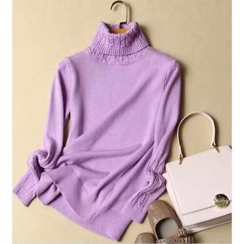 2019 autumn winter cashmere sweater female pullover high collar turtleneck sweater women solid color lady basic sweater