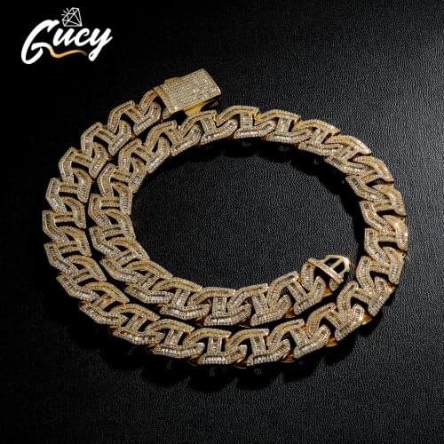 GUCY Fashion 16mm Baguette Curb Chain Necklace Gold Silver Color Chain Hip Hop Rappers Luxury Jewelry Gift Party