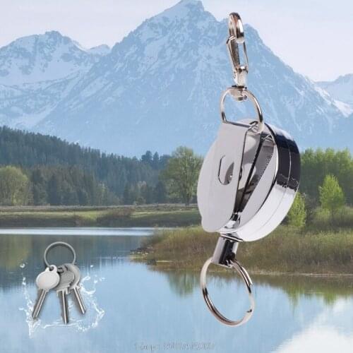 Fishing Zinger Retractor Key Ring Reel Holder Retractable Steel Cable Full Metal N23 20 Dropship
