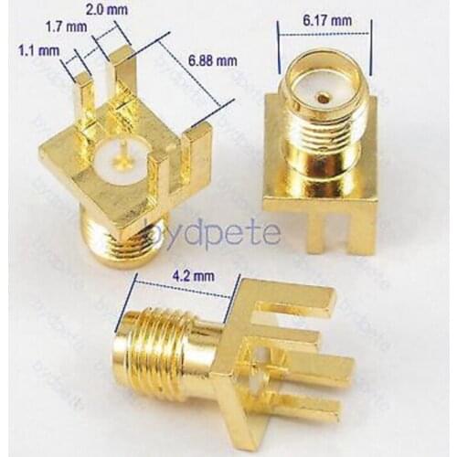 SMA female pin jack socket PCB Edge 1.7mm Mount Solder square big panel Adapter