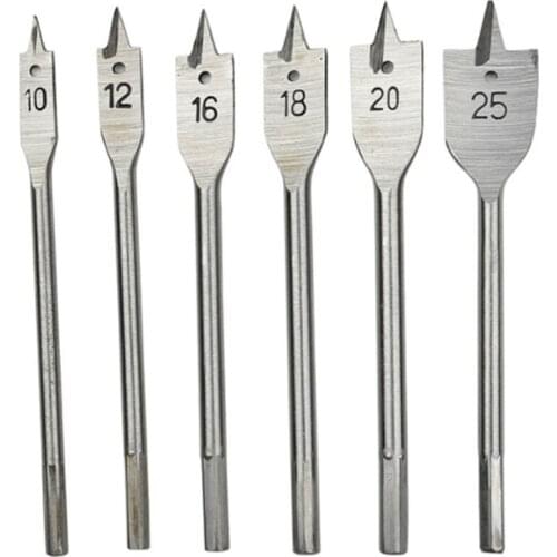 High Quality 6pcs Silver Three Point Woodworking Drill Round Hexagonal Handle Opener Set Flat Bit Plank Punch Hole Opener