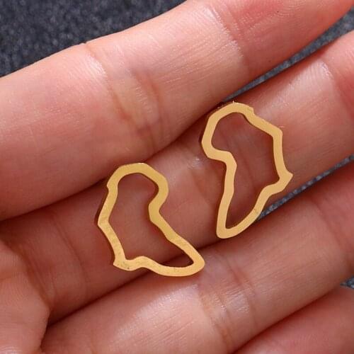 Trendy 2020 Small Africa Map Earrings Lots For Women Tiny Stainless Steel Hypoallergenic Jewelry Gift Cute Korean Earrings Stud