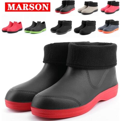 Women Casual Shoes Kitchen Breathable Flat Work Shoes Non-slip Waterproof Chef Shoes Warm Fur Snow Boots Work Shoes Rain Boots