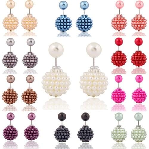 2021 Hot Fashion Jewelry Double Imitation Pearl Stud Earrings For Women Luxury Beads Statement Earrings For Women