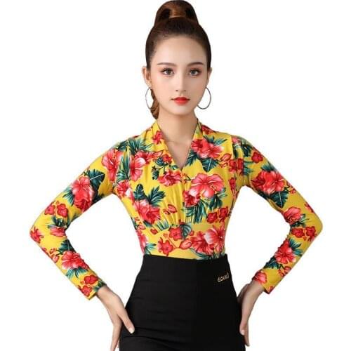 Women Latin Tops Dance Basic Dancing Sexy Modern Ballroom Samba Tango Flamengo Clothing Dancewear Practice T-shirt Costume Dance