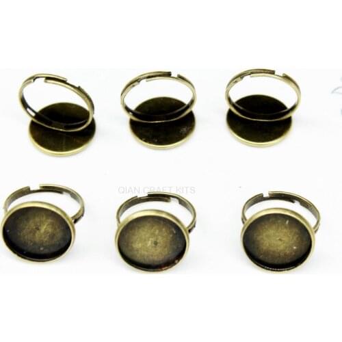 120pcs Circle Ring Blanks 16mm (no glass), Adjustable,bezel mounting ,Antique Copper bronze color lead and nickle free