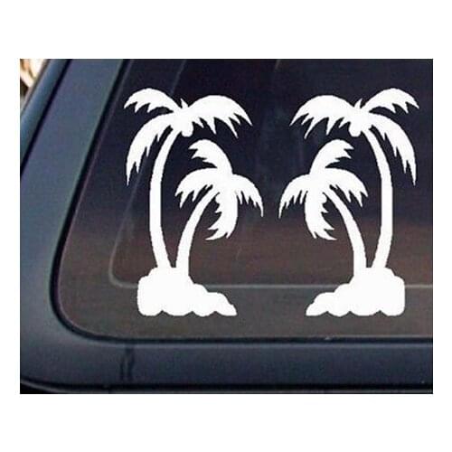 2 pcs Car motorcycle laptop stickers Palm Hawaiian Tree window Decal Sticker 15cm