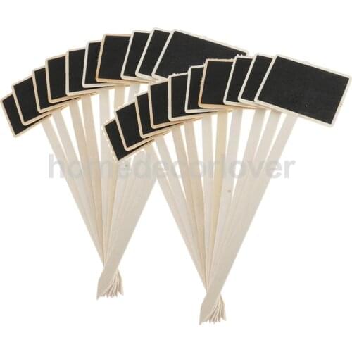 20pcs Wooden Black Board Party Message Note Chalkboard Planter Stick Tags