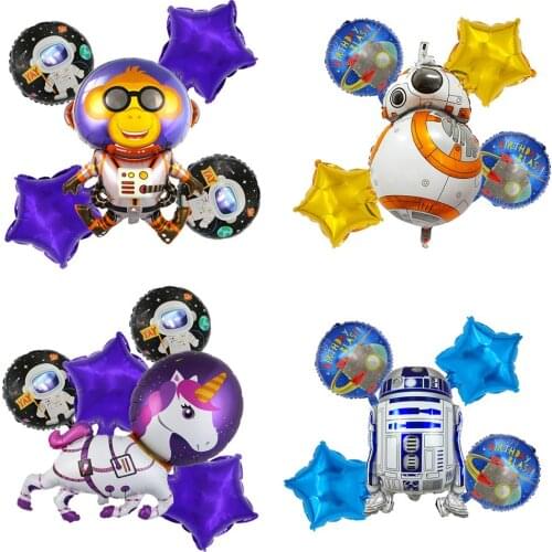 5Set Astronaut Foil Balloons Outer Space Party Galaxy/Solar System Theme Party Boy Birthday Party Decorations Supplies Kids Ball