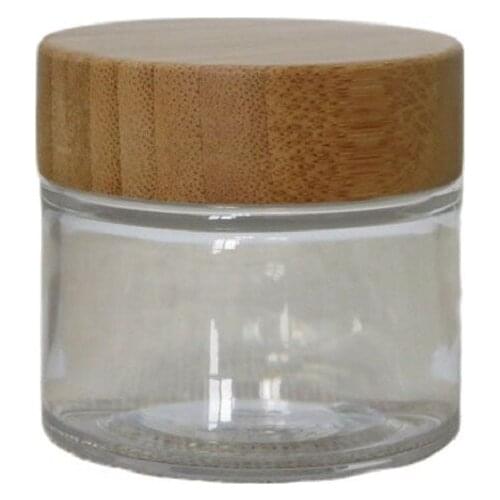 50G 50ML Transparent Plastic Jar Bamboo Wooden Lid Plastic Cream Pot, Bamboo Cap Cosmetic Cream Container, 20 pieces/lot